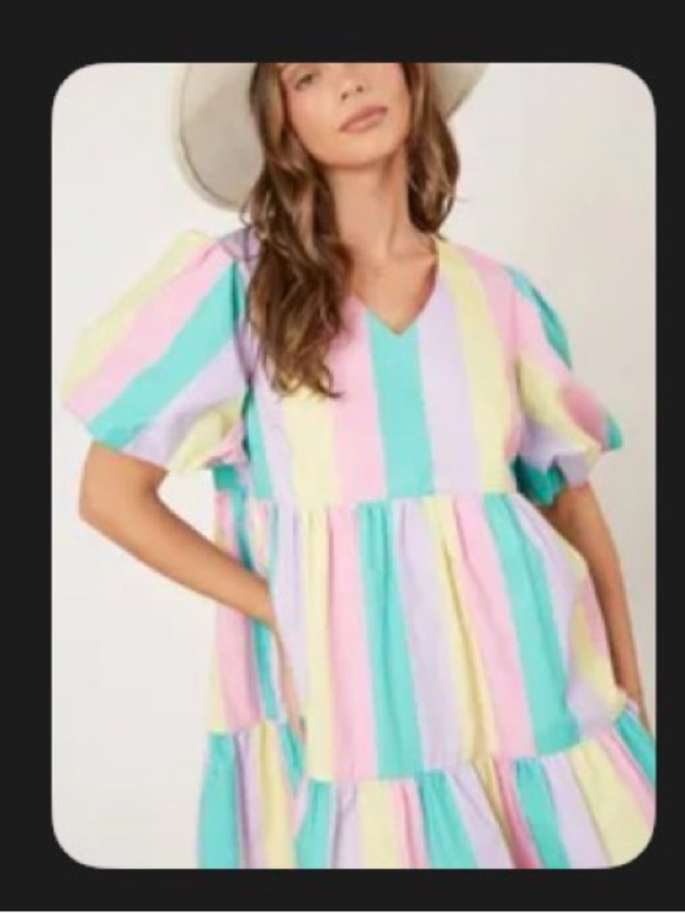 Peach Love California Pastel Stripe Mini Dress in Pink, Mint, Yellow, Lavender